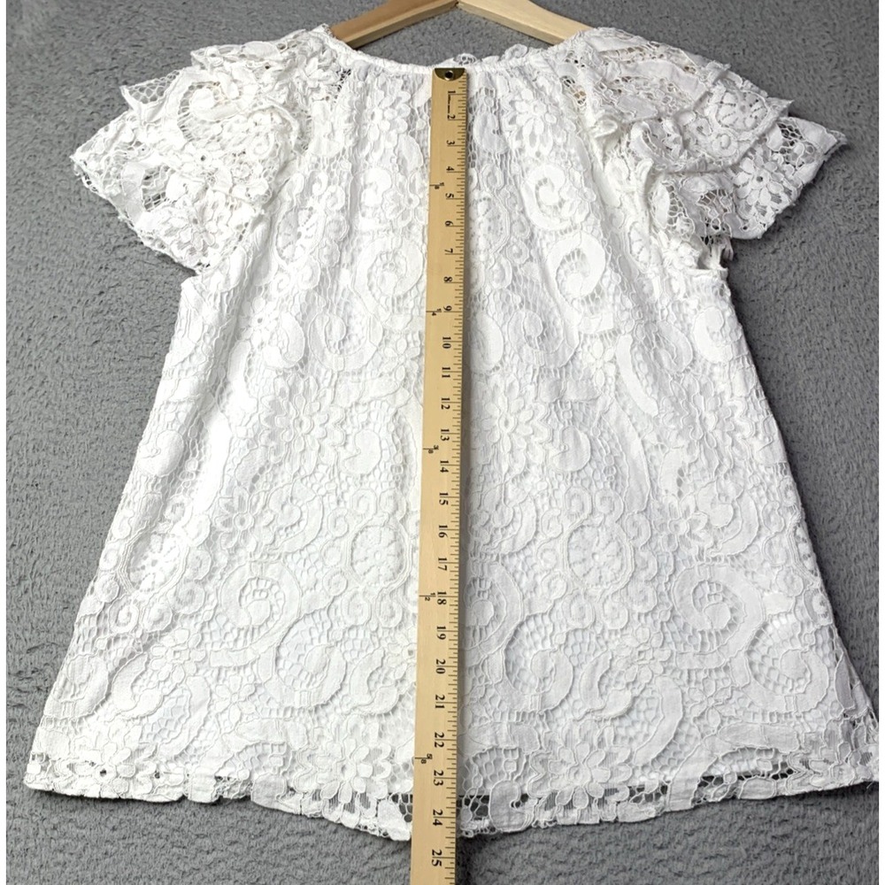 NANETTE LEPORE Top Womens Size Medium Lace Lined Short Sleeve White Designer - Picture 5 of 7